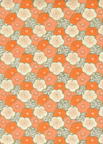 Papier Japonais CHIYOGAMI - Fleurs Orange 1015