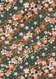 Papier Japonais CHIYOGAMI - Fleurs Rouge et Noir 1042