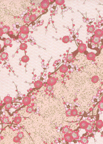 Papier Japonais CHIYOGAMI - Papier Fleurs Rose n°1038