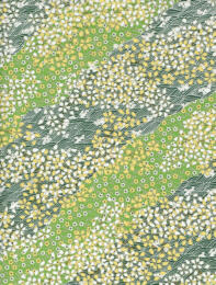 Papier Japonais CHIYOGAMI - Petites Fleurs Vertes 1072