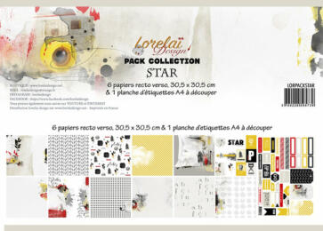 Lorelai Design - Le Kit de la Collection STAR ( 6 papiers imprimés + Planche A4 Etiqettes )
