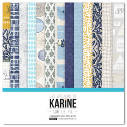 Les Ateliers de Karine - SUR LE FIL -  LE KIT ( 6 papiers + 1 calque Exclu du Kit )