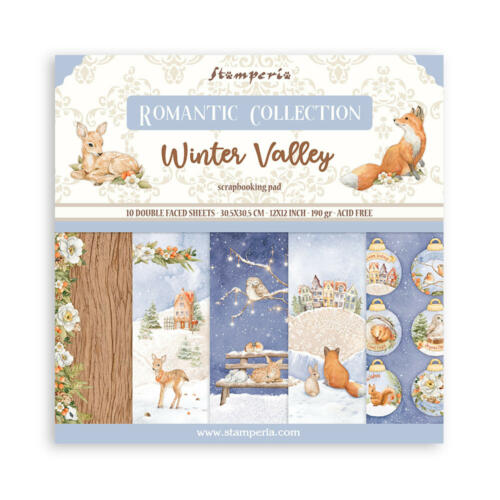 STAMPERIA - Collection WINTER VALLEY - Kit Assortiment de 10 Papiers