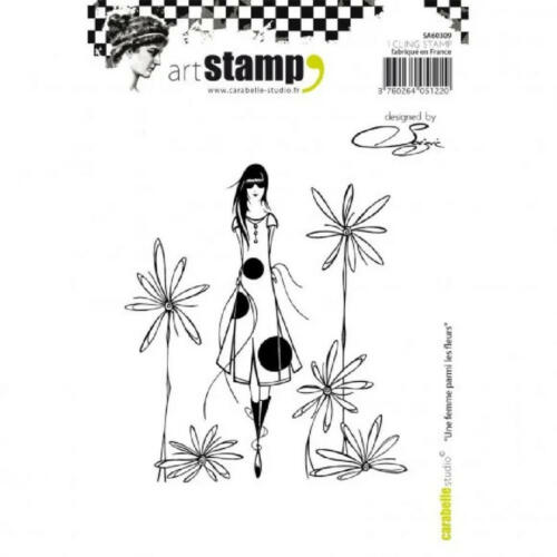 Tampon Cling Carabelle Studio - Art Stamp Soizic - UNE FEMME PARMI LES FLEURS