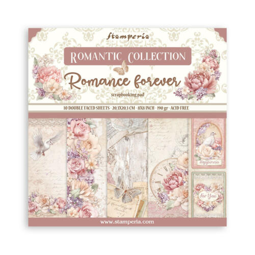 STAMPERIA - Collection ROMANCE FOREVER - Paper Pad 20x20cm