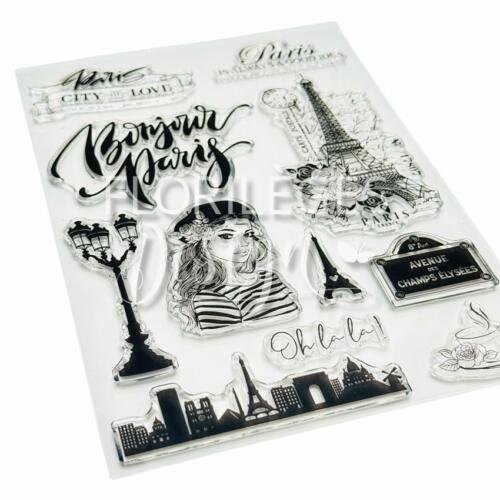 Tampon Clear Florilèges Design - BONJOUR PARIS - Collection LA VIE EN ROSE