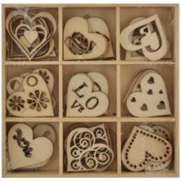 Chipboard en Bois - Coeurs Romantiques Love (x45)