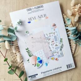 Chou And Flowers - PAPETERIE CREATIVE A4 - REVE AZUR