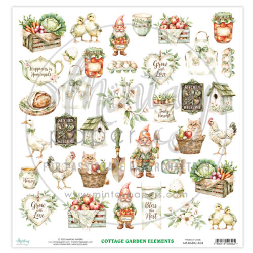 Mintay Papers - Papier 30X30 "die cut" COTTAGE GARDEN ELEMENTS