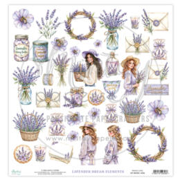 Mintay Papers - Papier 30X30 "die cut" LAVENDER DREAM ELEMENTS