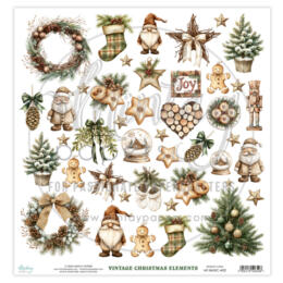 Mintay Papers - Papier 30X30 "die cut" VINTAGE CHRISTMAS ELEMENTS 02