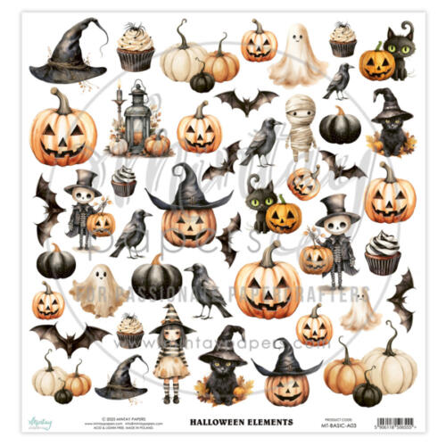 Mintay Papers - Papier 30X30 "die cut" HALLOWEEN ELEMENTS