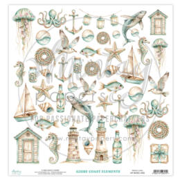 Mintay Papers - Papier 30X30 "die cut" AZURE COAST ELEMENTS