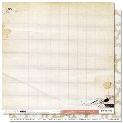 Les Ateliers de Karine - VINTAGE JOURNAL - Papier n°5 Back To School