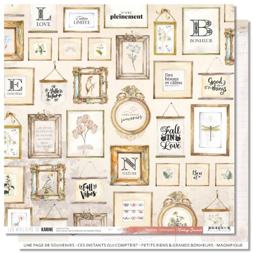 Les Ateliers de Karine - VINTAGE JOURNAL - Papier n°4 Cadres Brocante