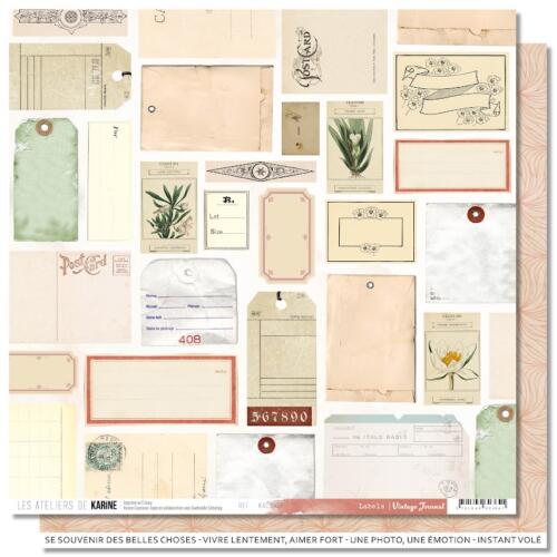 Les Ateliers de Karine - VINTAGE JOURNAL - Papier n°3 Labels