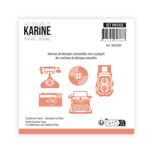 Dies Découpe Les Ateliers de Karine - Matrice de découpe SET VINTAGE - Collection VINTAGE JOURNAL