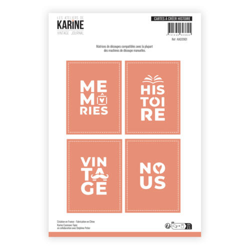 Dies Découpe Les Ateliers de Karine - Matrice de découpe CARTES A CREER HISTOIRE - Collection VINTAGE JOURNAL