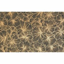Papier Fantaisie 100% Coton - HIBISCUS Noir/Or