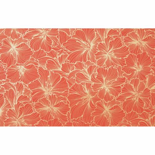 Papier Fantaisie 100% Coton - HIBISCUS Rouge/Or