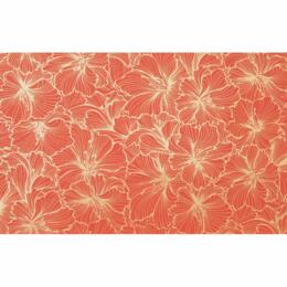 Papier Fantaisie 100% Coton - HIBISCUS Rouge/Or