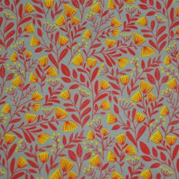 Papier Fantaisie 100% Coton - FLORA Beige Doré/Corail/Tournesol