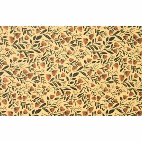 Papier Fantaisie 100% Coton - FLORA Sable/Noir/Cuivre