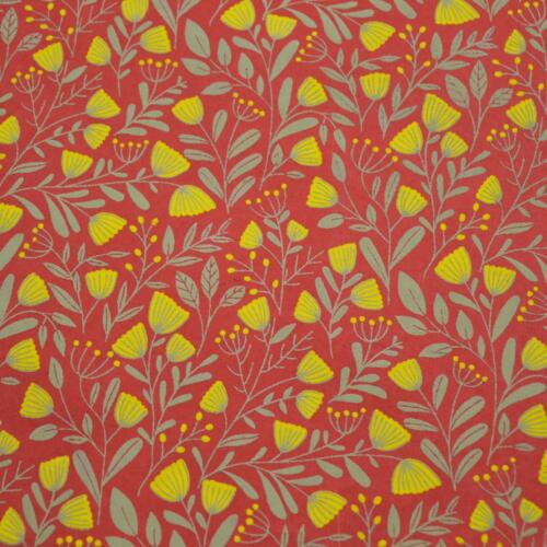 Papier Fantaisie 100% Coton - FLORA Rouge/Tournesol/Beige