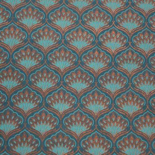 Papier Fantaisie 100% Coton - BENGALI Aqua/Emeraude/Cuivré