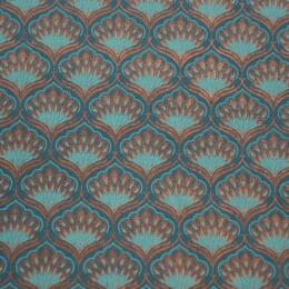 Papier Fantaisie 100% Coton - BENGALI Aqua/Emeraude/Cuivré