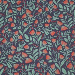 Papier Fantaisie 100% Coton - FLORA Marine/Aqua/Corail