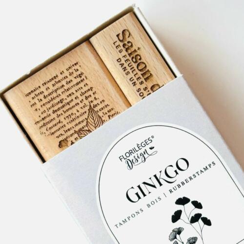 Set Tampon Bois - FALL IN LOVE - Collection GINKGO - Florilèges Design