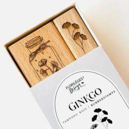 Set Tampon Bois - PRECIEUX GINKGO - Collection GINKGO - Florilèges Design