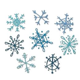 Dies SIZZIX -SCRIBBLY SNOWFLAKES - CRISTAUX DE NEIGE DESSINES - Matrice de découpe Tim Holtz