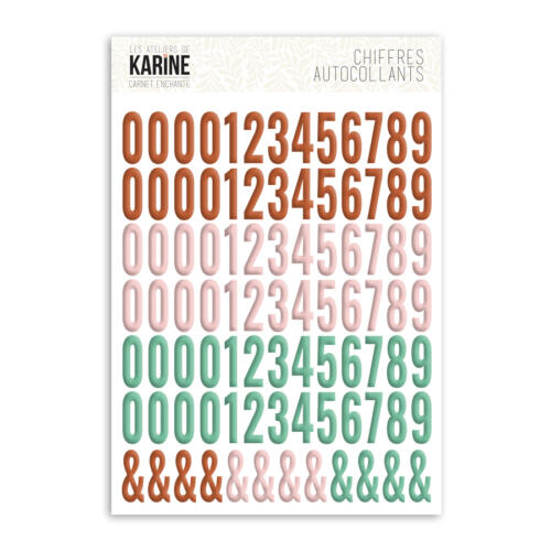 Stickers Chiffres  - CARNET ENCHANTE - Rouge/Vert/Rose - Ateliers de Karine