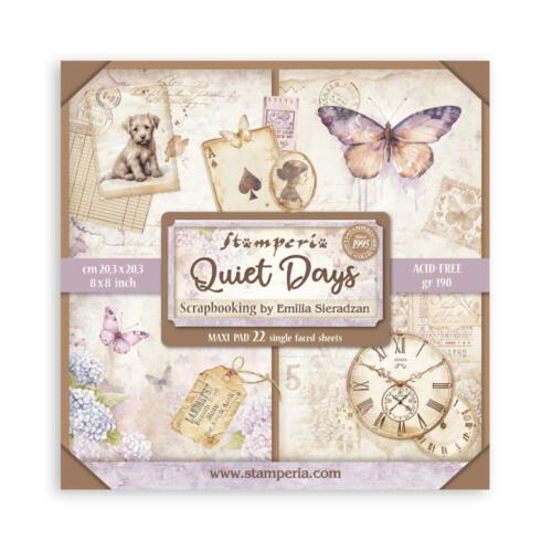 STAMPERIA - Collection QUIET DAYS  - Maxi Paper Pad 20.3x20.3cm (Recto uniquement)