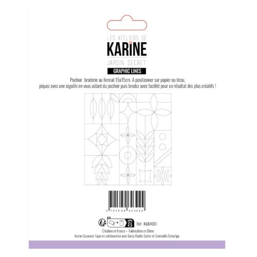 Pochoir Broderie - JARDIN SECRET - GRAPHIC LINES -  Les Ateliers de Karine