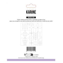 Pochoir Broderie - JARDIN SECRET - GRAPHIC LINES -  Les Ateliers de Karine