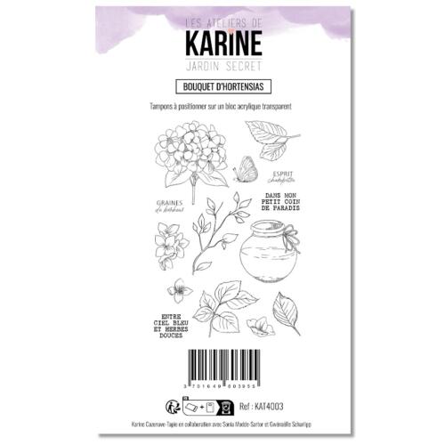 Tampons Clear - JARDIN SECRET - BOUQUET D'HORTENSIAS - Les Ateliers de Karine