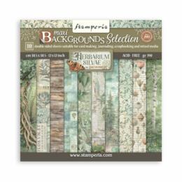 STAMPERIA - Collection HERBARIUM SILVAE - Maxi Backgrounds 10 Papiers Recto/Verso 30x30cm
