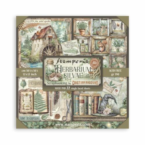 STAMPERIA - Collection HERBARIUM SILVAE - Maxi Paper Pad 30x30cm (Recto uniquement)