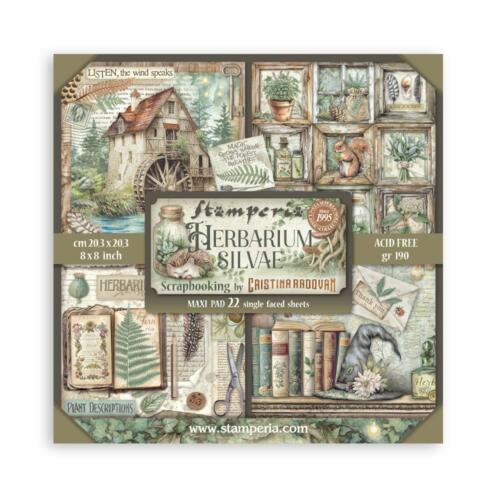 STAMPERIA - Collection HERBARIUM SILVAE  - Maxi Paper Pad 20.3x20.3cm (Recto uniquement)