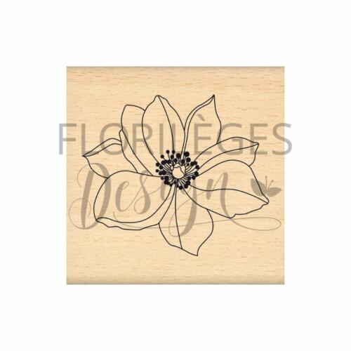 Tampon Bois - FLEUR EPANOUIE - Collection FARANDOLE - Florilèges Design