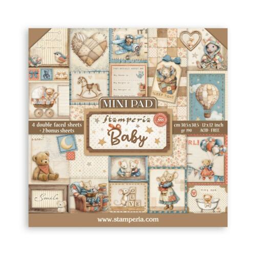 STAMPERIA - Collection BABY - MINI PAD 30x30cm ( 4 Papiers + 2 feuilles die cuts)