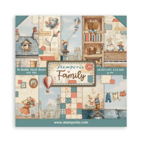 STAMPERIA - Collection FAMILY  - Paper Pad 20.3x20.3cm (Recto/Verso)