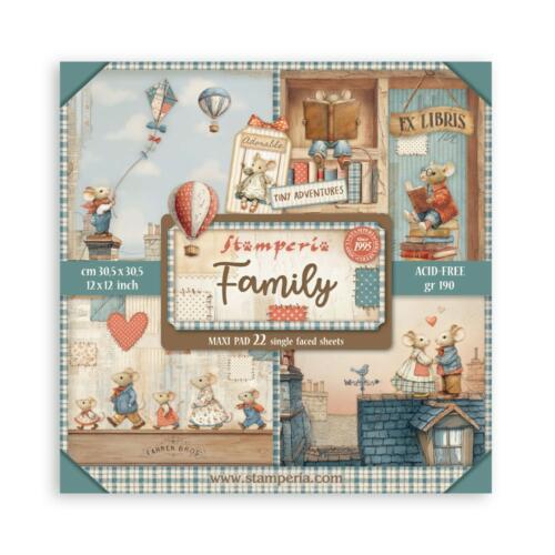 STAMPERIA - Collection FAMILY - Maxi Paper Pad 30x30cm (Recto uniquement)