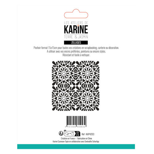 Pochoir - TERRE & JASMIN - ZELLIGES -  Les Ateliers de Karine