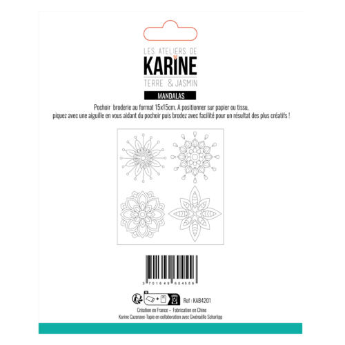 Pochoir Broderie - TERRE & JASMIN - MANDALAS -  Les Ateliers de Karine