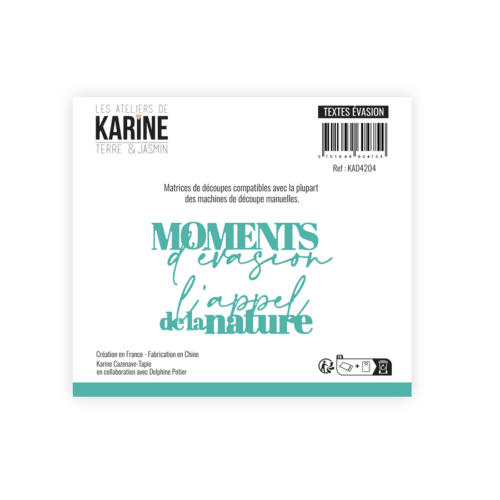 Dies Découpe Les Ateliers de Karine - Matrice de découpe TEXTES EVASION - Collection TERRE & JASMIN