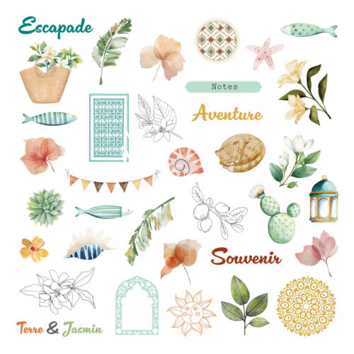 Les Ateliers de Karine - TERRE & JASMIN -  Die Cut Calques Petites Vignettes